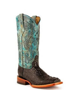 Ferrini Leather Boot Lining with Teal Pull Tab